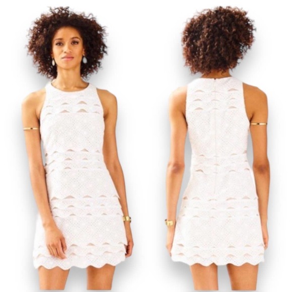 Lilly Pulitzer Brenton Shift White Eyelet Lace Mini Dress Size 00 - Picture 1 of 16